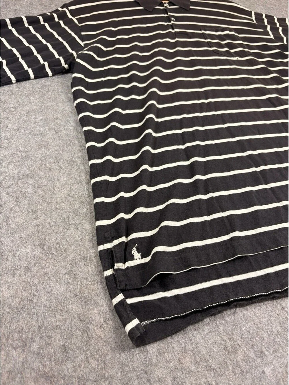 Vintage Ralph Lauren Polo Shirt Mens XL Black Striped Pony Golf 90s Y2K